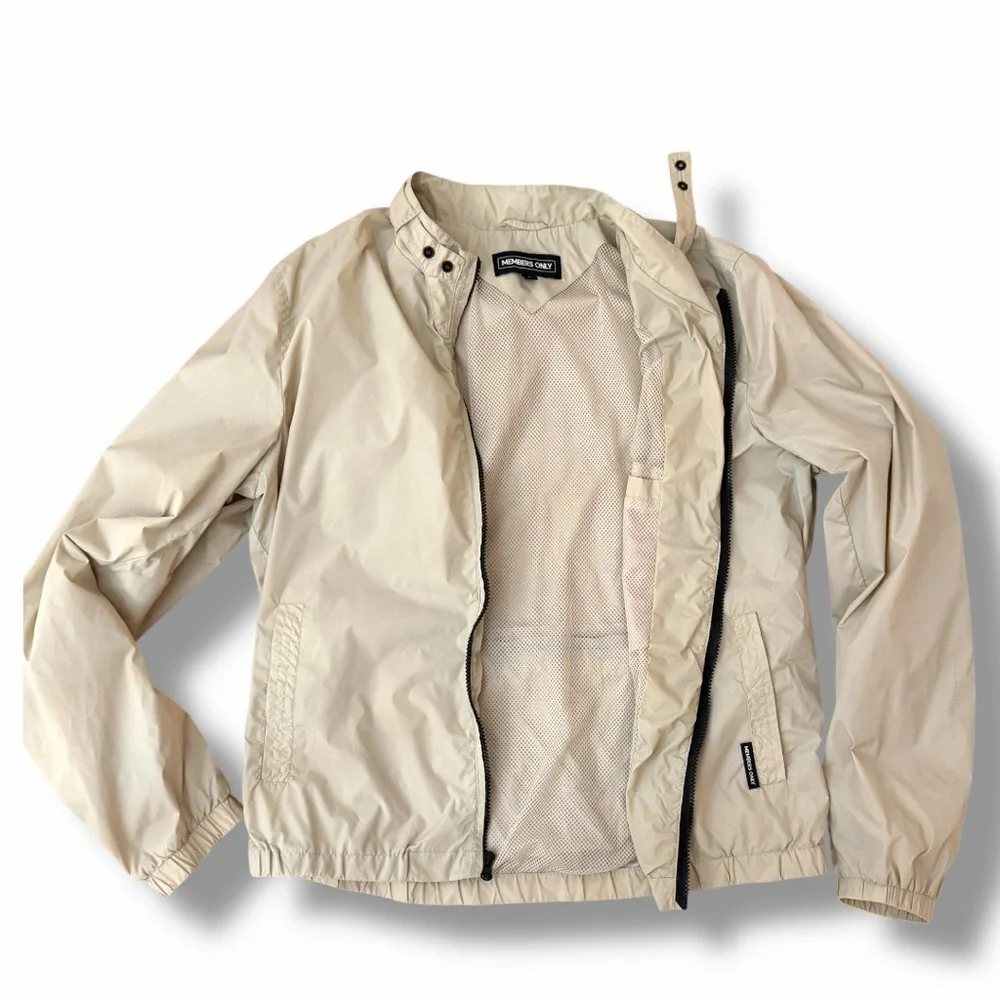 Members Only Packable Windbreaker Mariner Jacket Tan Khaki Size Large